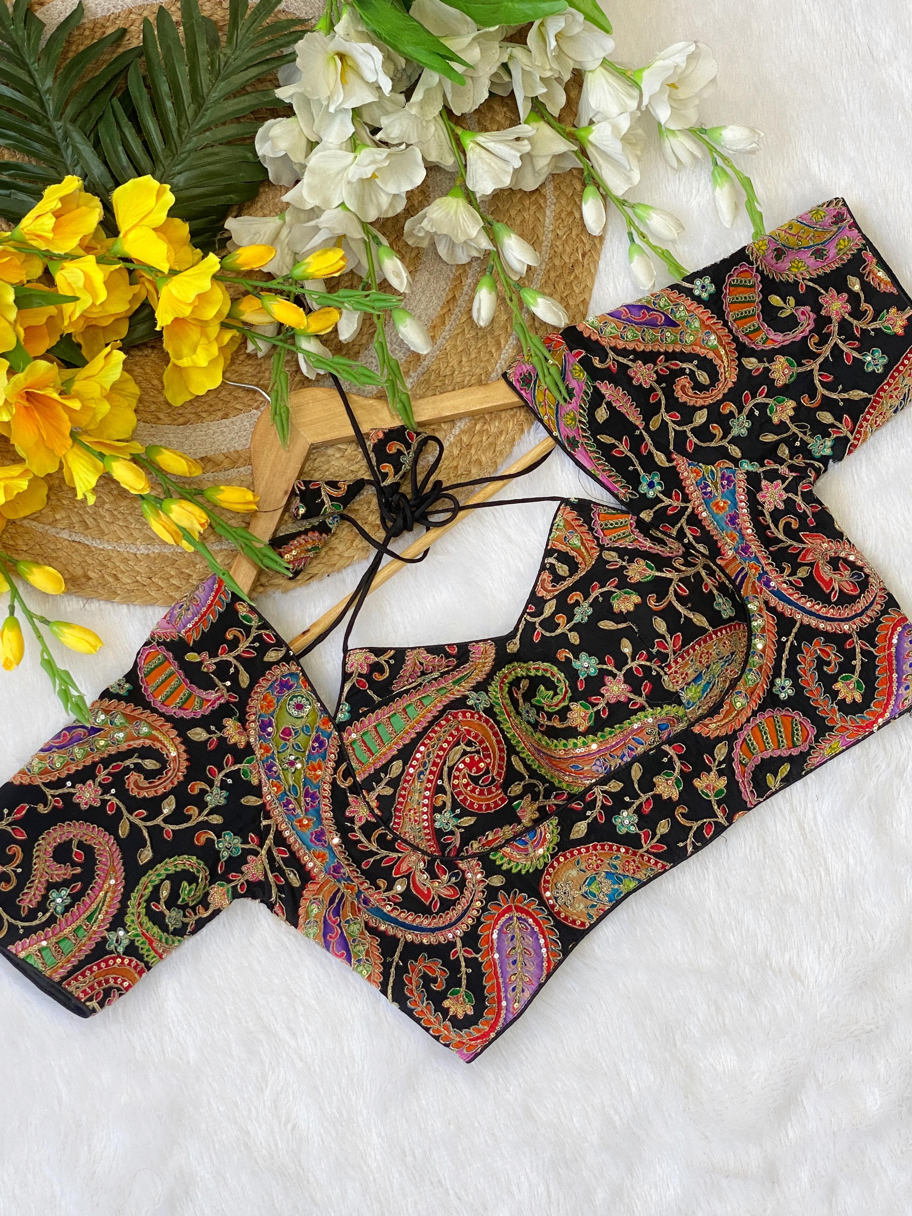 Black Pure Soft Indo Cotton Silk Bridal Blouse