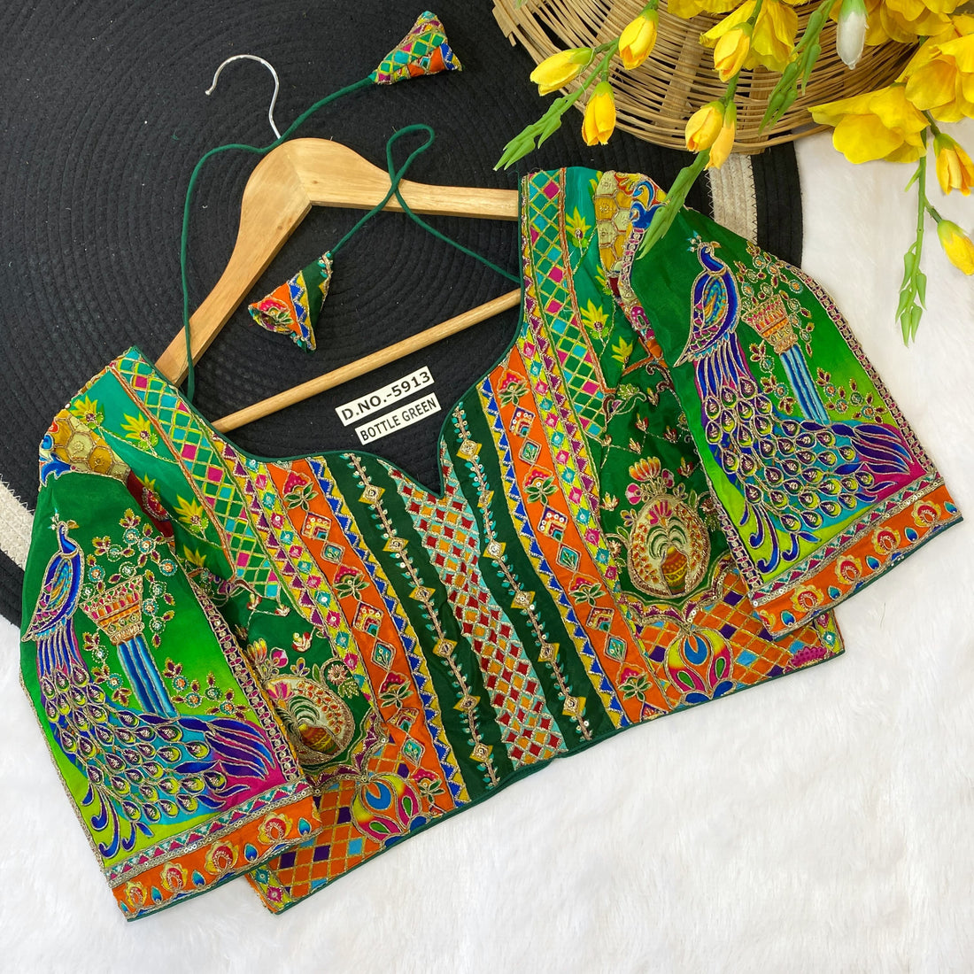 Green Pure Soft Indo Cotton Silk Bridal Blouse Sleevless Blouse Anant Tex Exports Pvt.Ltd..