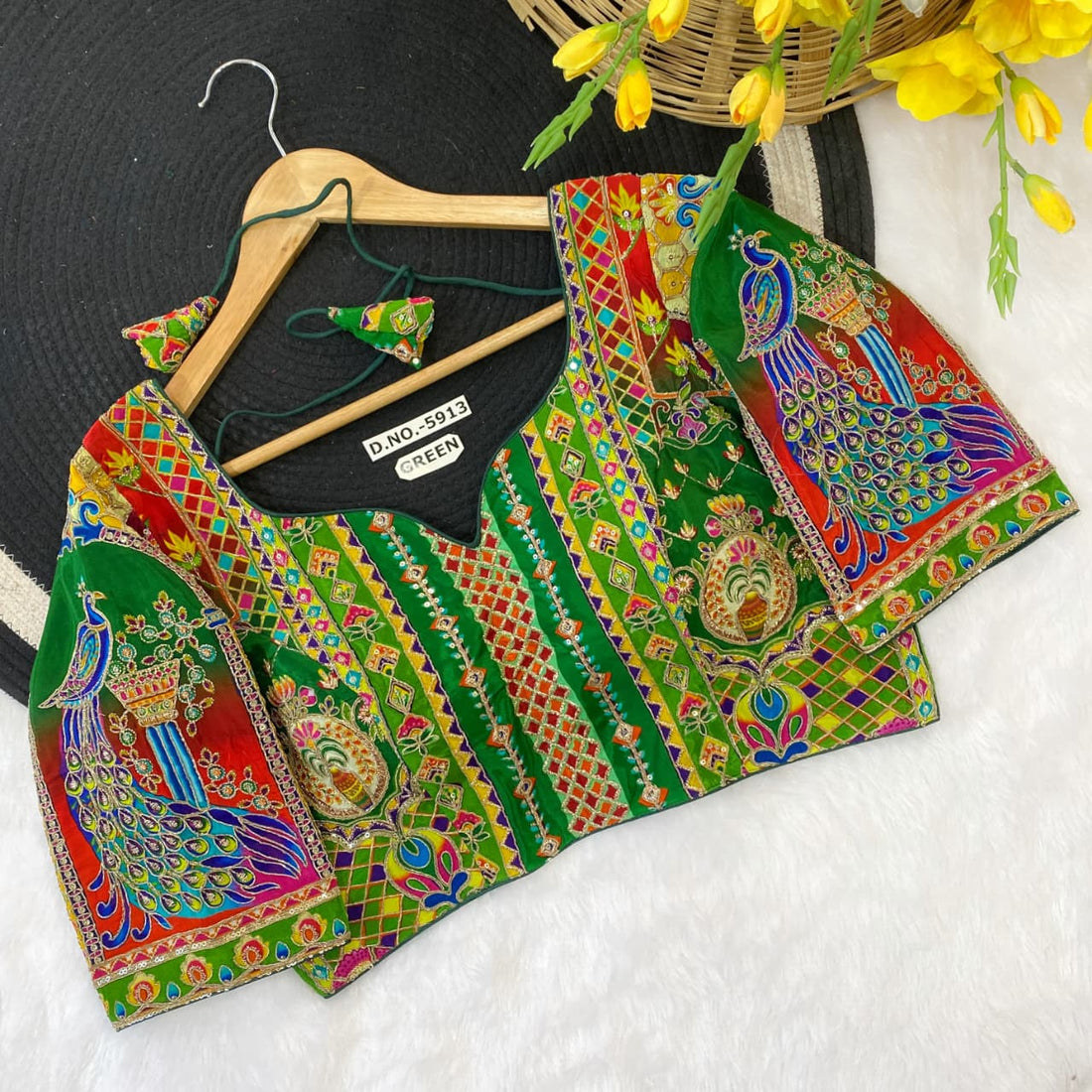Green Pure Pure Soft Indo Cotton Silk Bridal Blouse Sleevless Blouse Anant Tex Exports Pvt.Ltd..