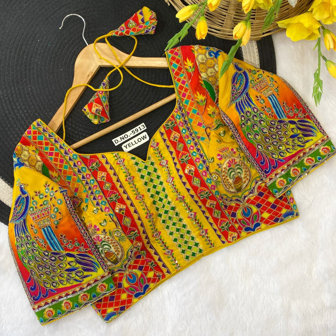 Yellow Pure Soft Indo Cotton Silk Bridal Blouse Sleevless Blouse Anant Tex Exports Pvt.Ltd..