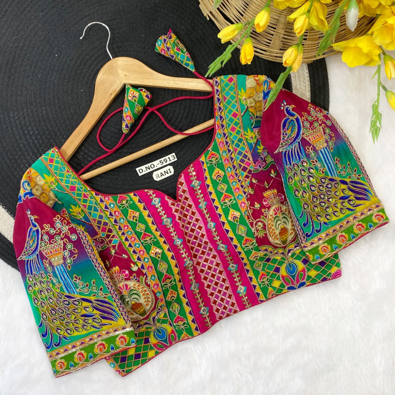 Multicolour Pure Soft Indo Cotton Silk Bridal Blouse