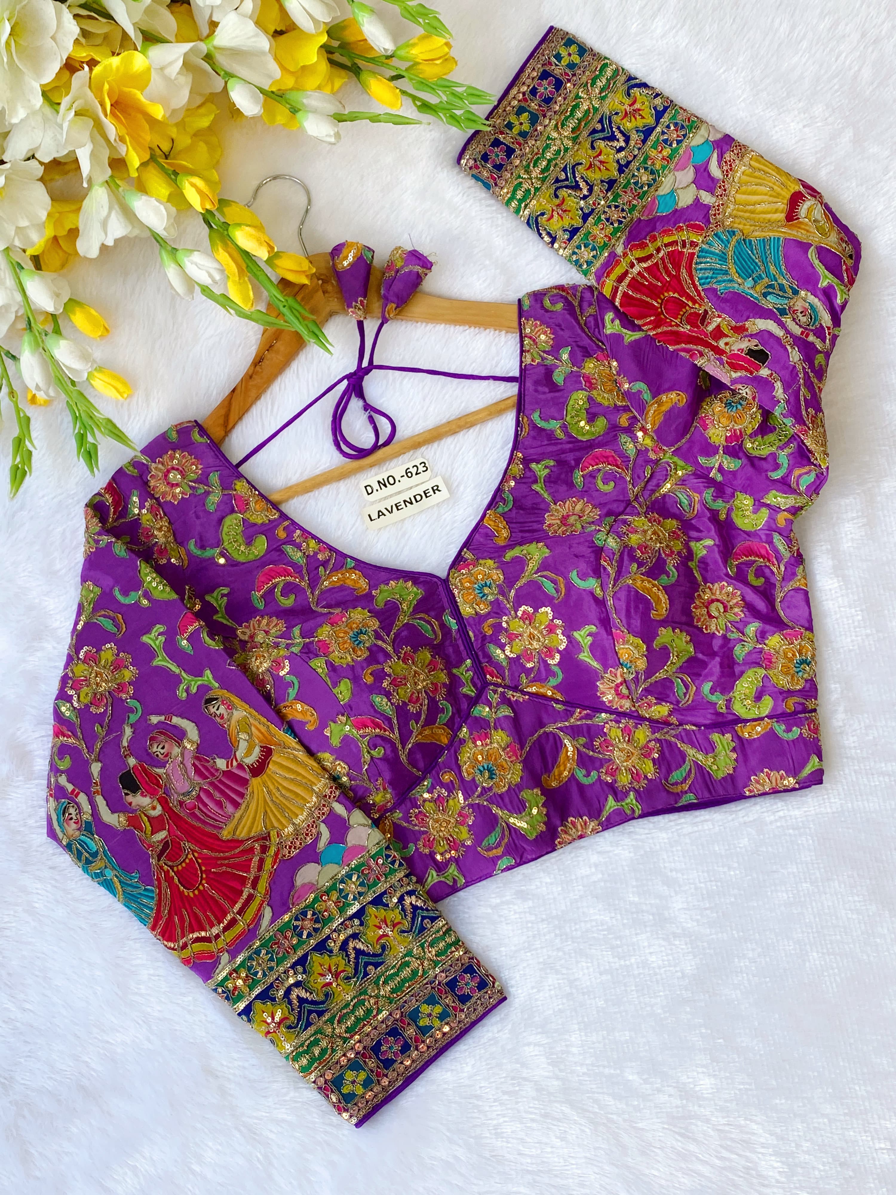 Lavender Pure Pure Soft Crep Viscose Silk Long Sleeves Bridal Blouse