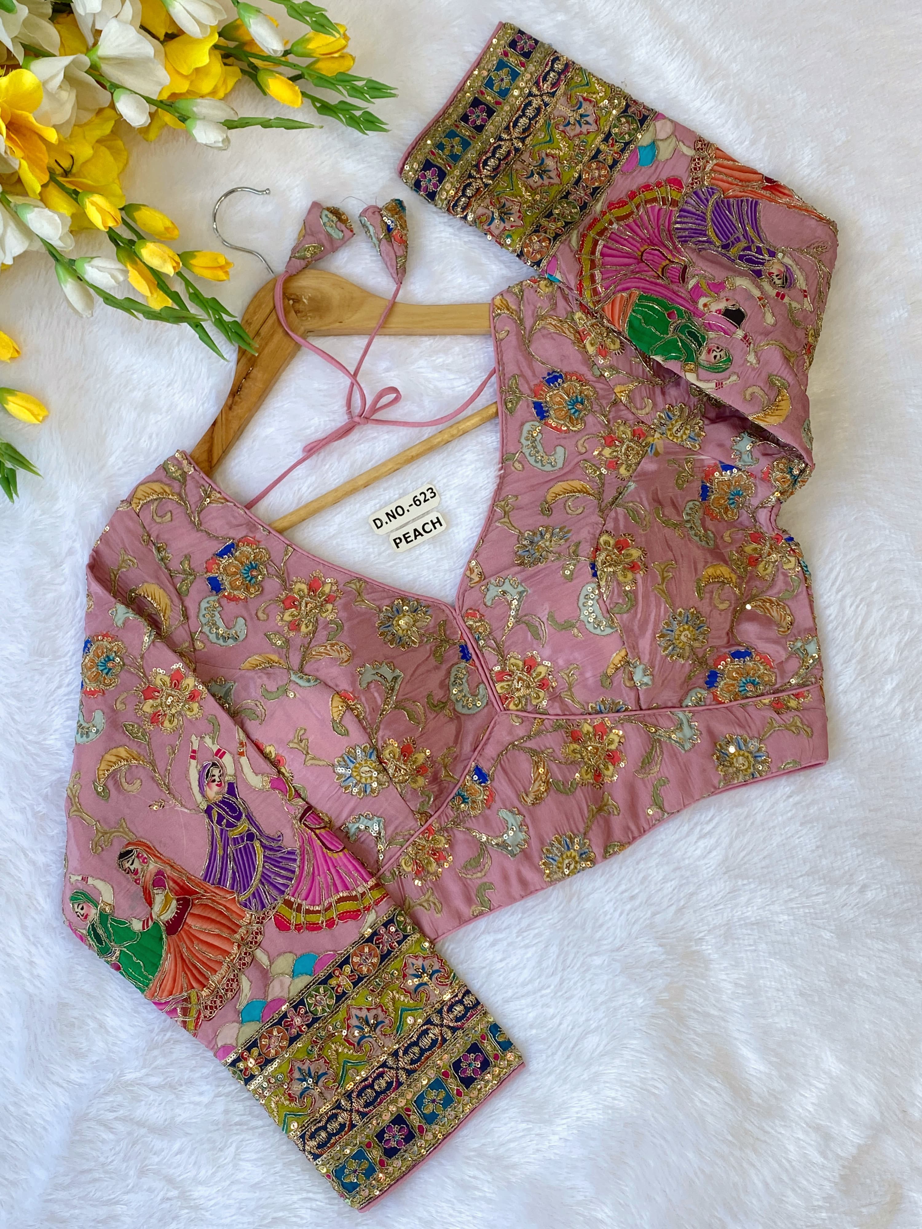 Pink Pure Pure Soft Crep Viscose Silk Long Sleeves Bridal Blouse