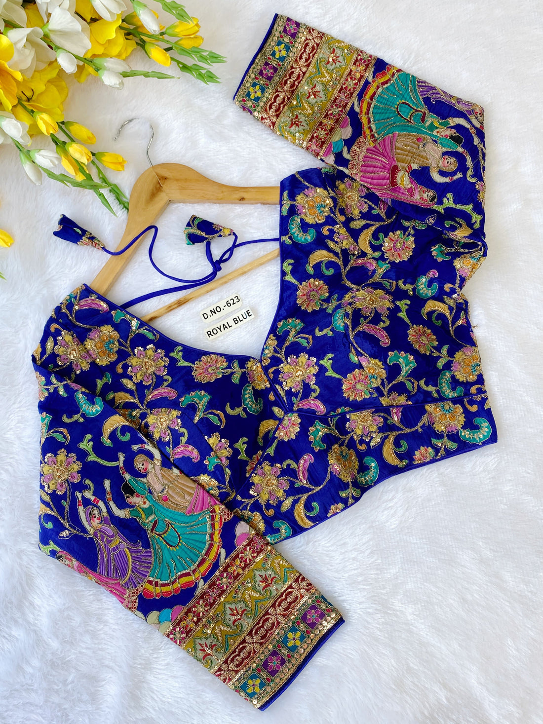 Royal Blue Pure Pure Soft Crep Viscose Silk Long Sleeves Bridal Blouse Sleevless Blouse Anant Tex Exports Pvt.Ltd..