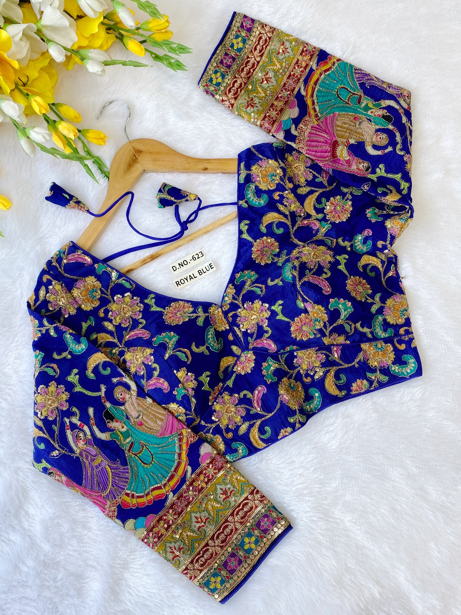 Royal Blue Pure Pure Soft Crep Viscose Silk Long Sleeves Bridal Blouse Sleevless Blouse Anant Tex Exports Pvt.Ltd..