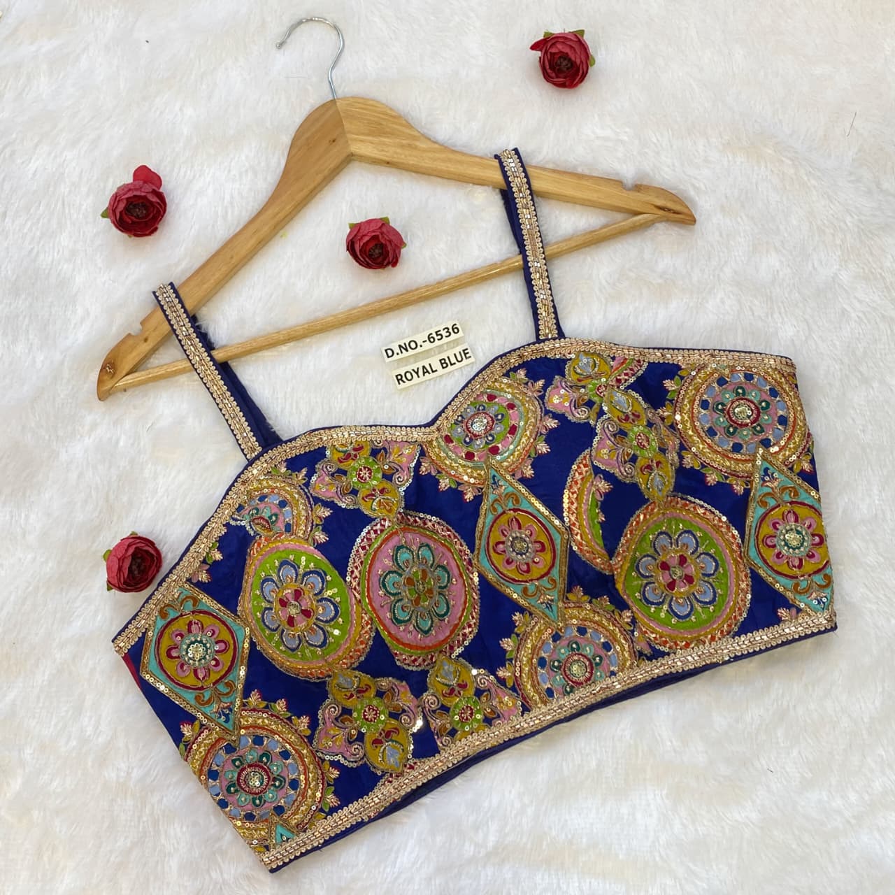 Royal Blue Pure Pure Soft Crep Viscose Silk Sleevless Bridal Blouse