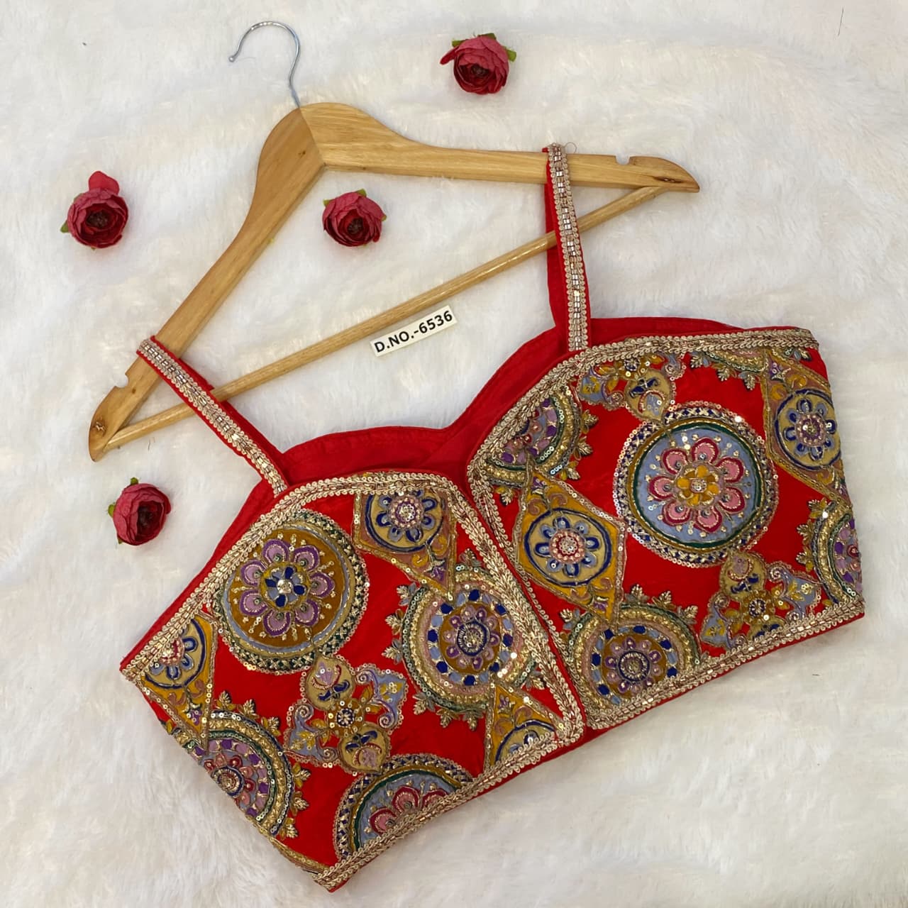 Red Pure Pure Soft Crep Viscose Silk Sleevless Bridal Blouse