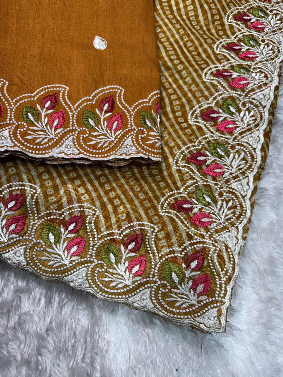 Yellow Pure Soft Cotton Satin Saree