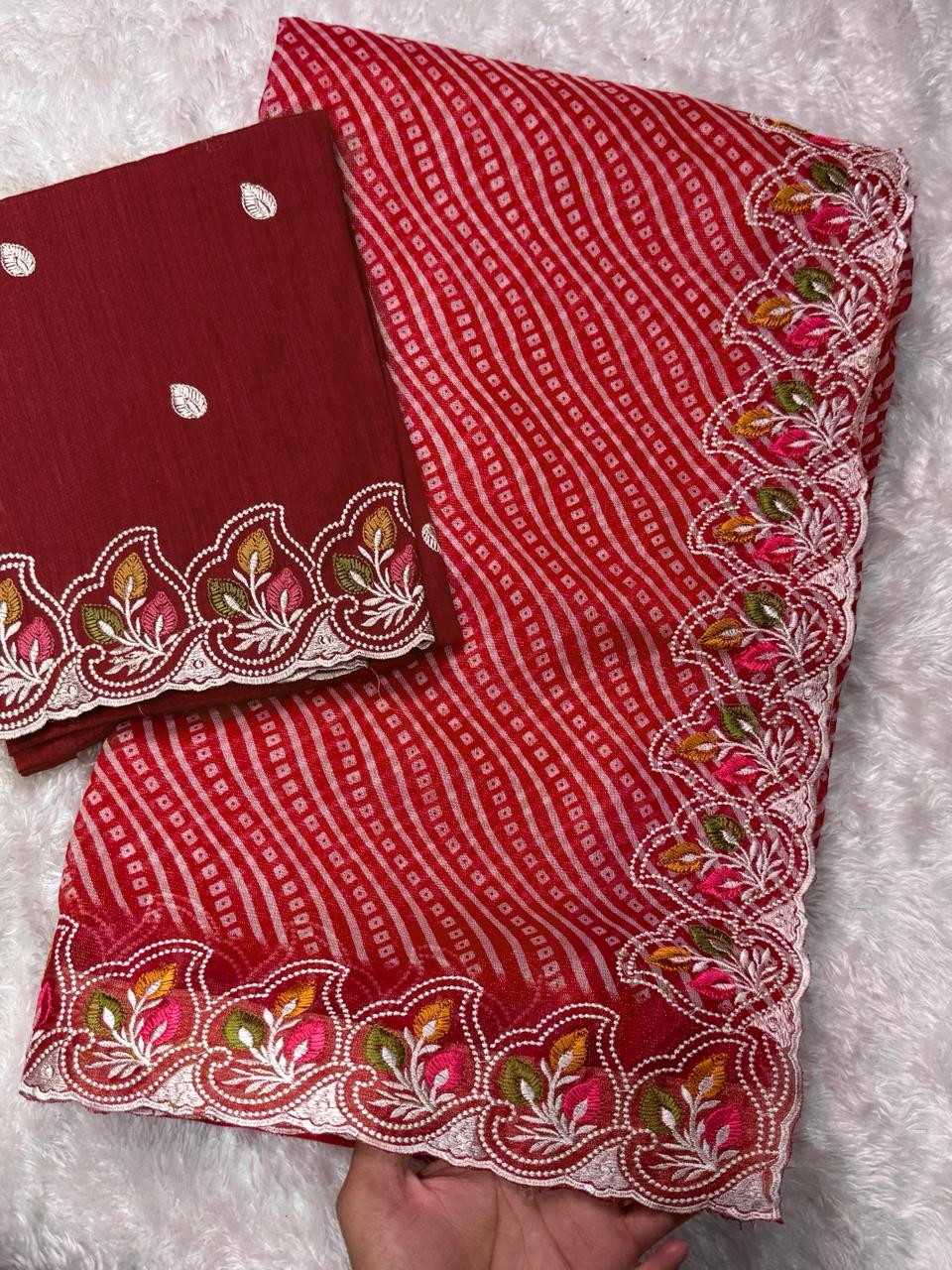 Pink Pure Soft Cotton Satin Saree