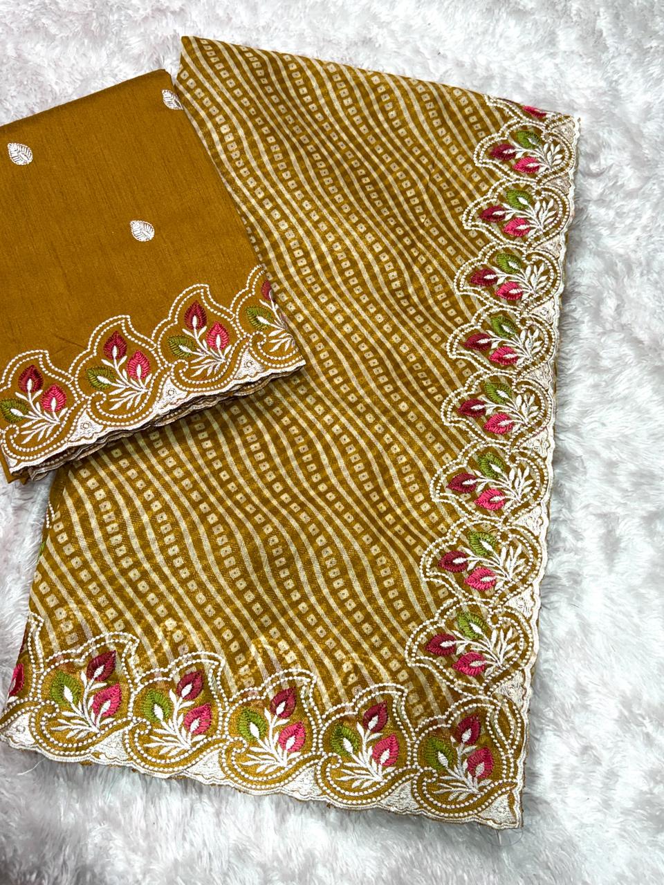 Yellow Pure Soft Cotton Satin Saree