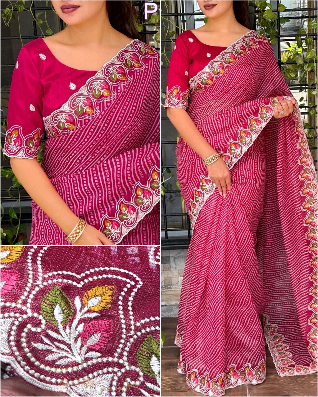 Pink Pure Soft Cotton Satin Saree