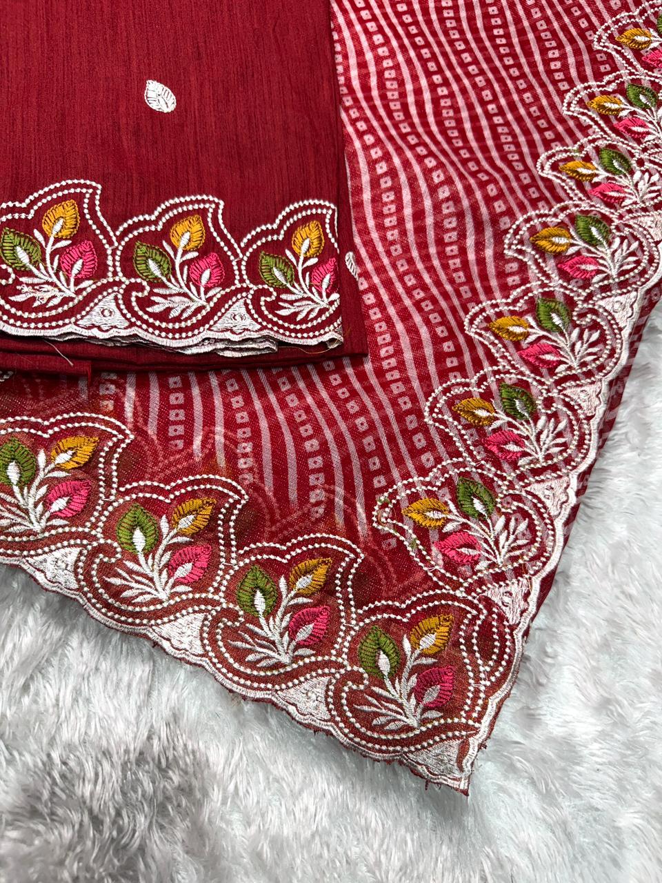 Pink Pure Soft Cotton Satin Saree