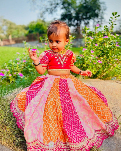 Multicolour Pure Heavy Mono Banglory Weaving Kids Girl&