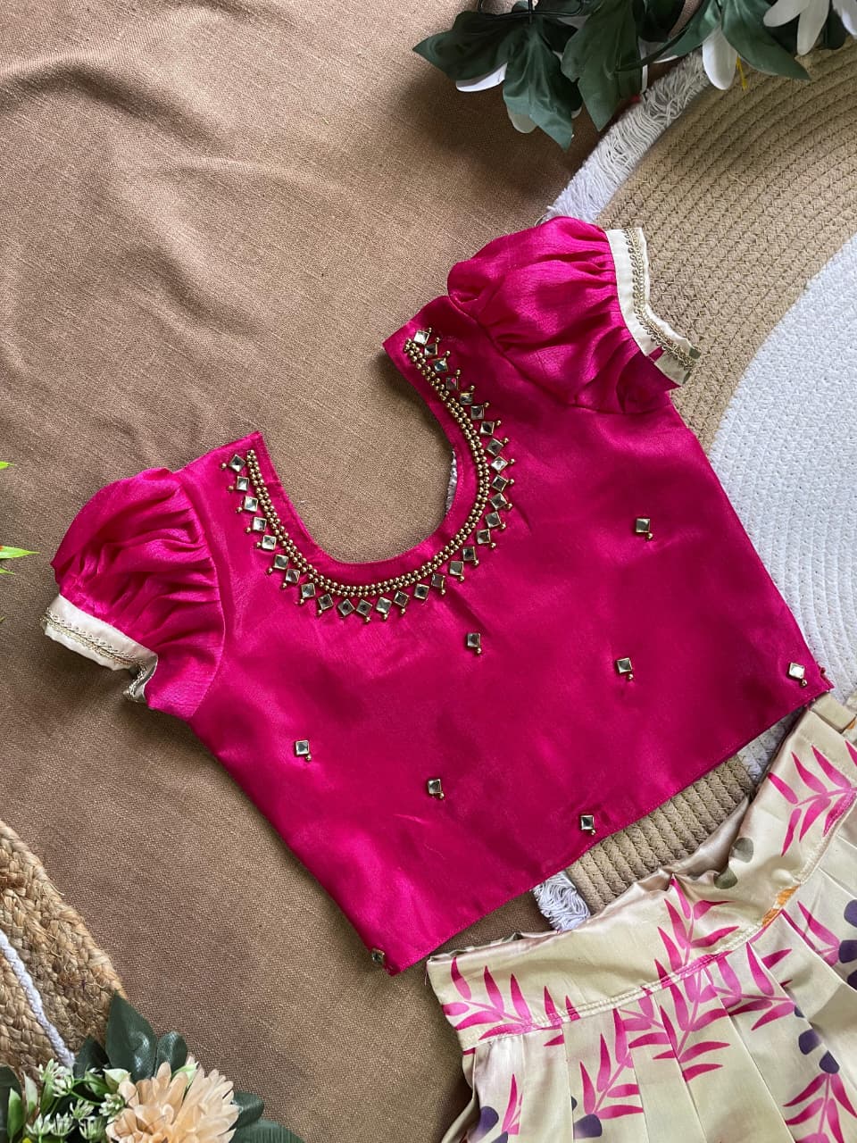 Pink Pure Silk Coconut Kids Girl's Lehenga Choli