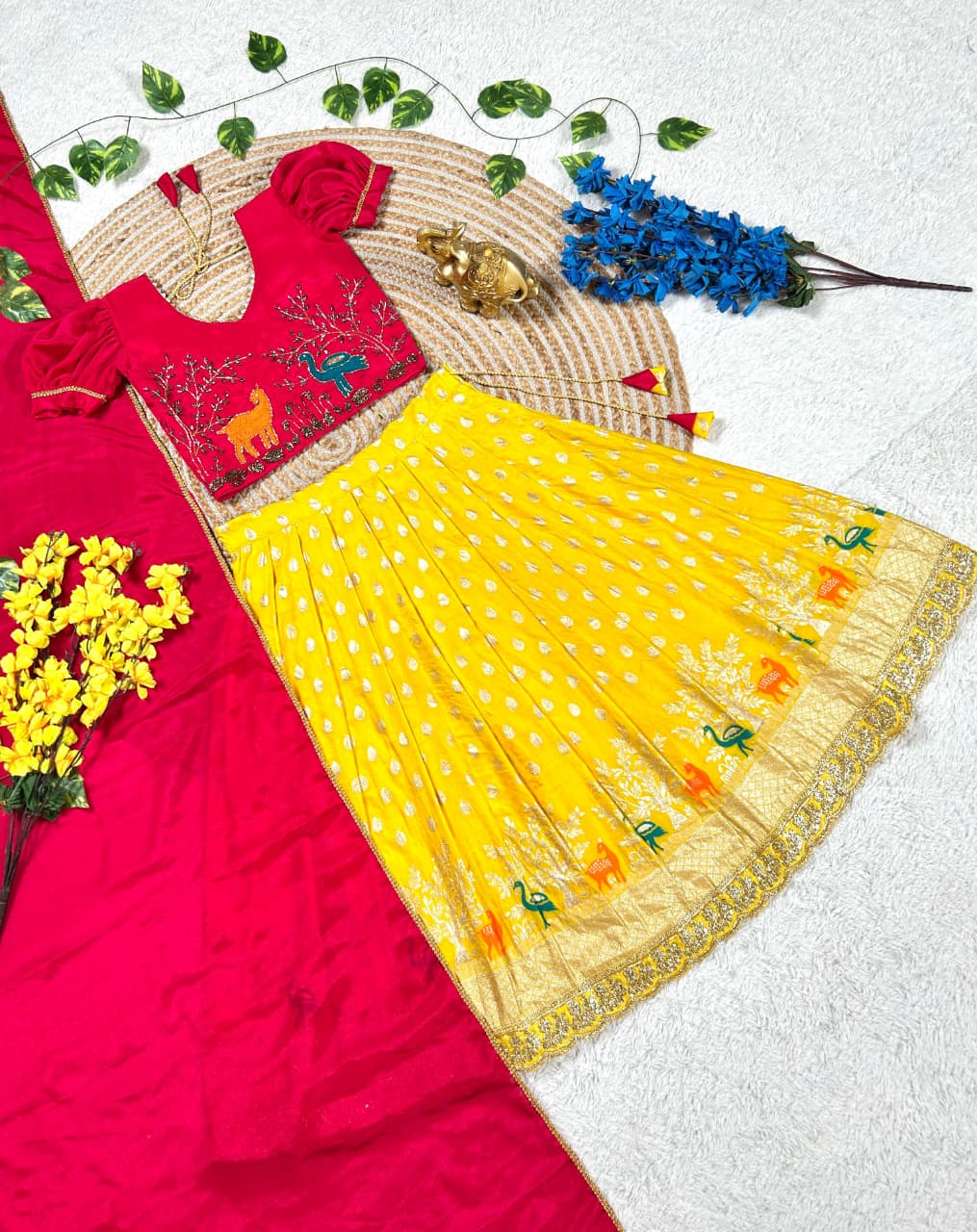 Yellow Pure Chinnon Silk Kids Girl&