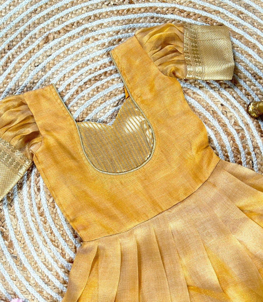 Yellow Pure Mysore Tissue Silk Kids Girl's Lehenga Choli