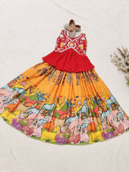 Multicolour Pure Faux Georgette Kids Girl&