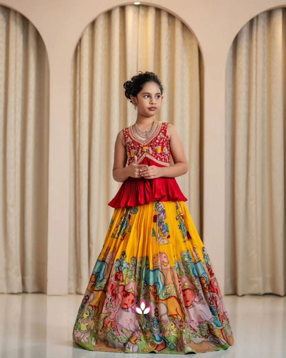 Multicolour Pure Faux Georgette Kids Girl&