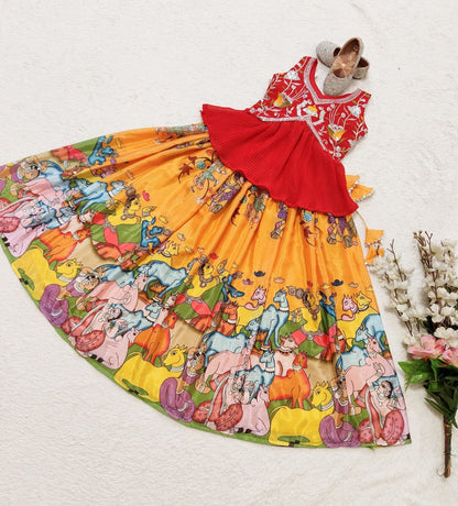 Multicolour Pure Faux Georgette Kids Girl&