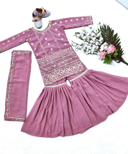 Baby Pink Pure Faux Georgette Kids Girl&