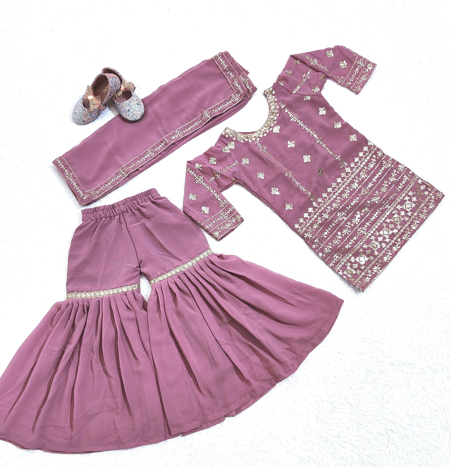 Baby Pink Pure Faux Georgette Kids Girl&