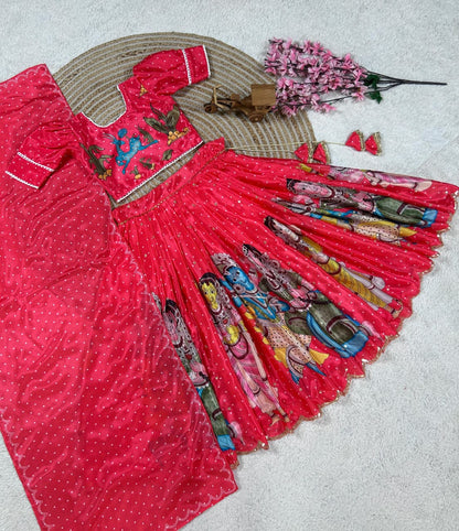 Red Pure Heavy Cotton Kids Girl&