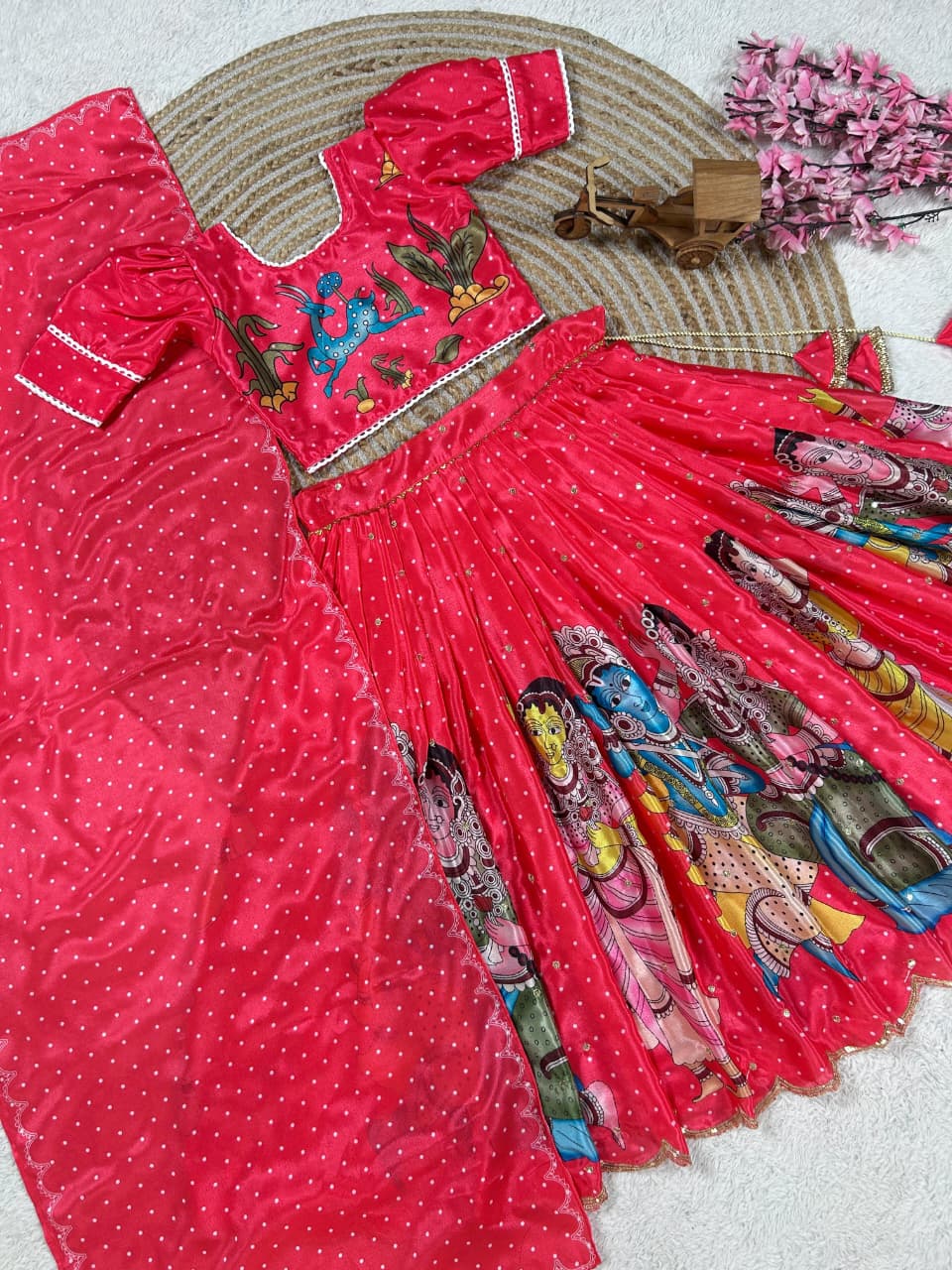 Red Pure Heavy Cotton Kids Girl&