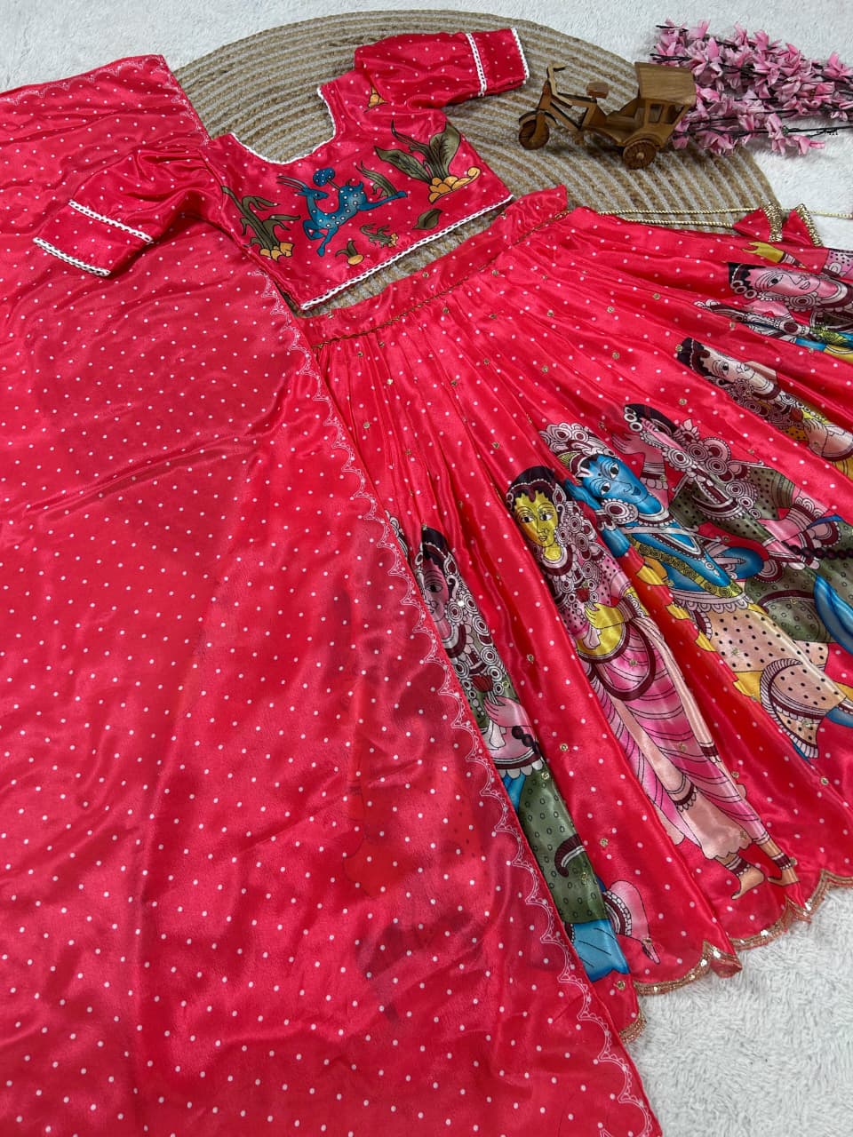 Red Pure Heavy Cotton Kids Girl&
