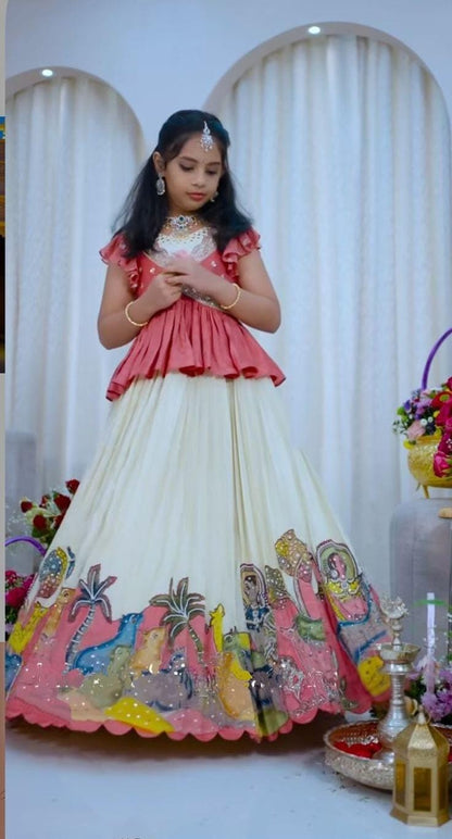 Pink Pure Heavy Chinnon Silk Kids Girl&