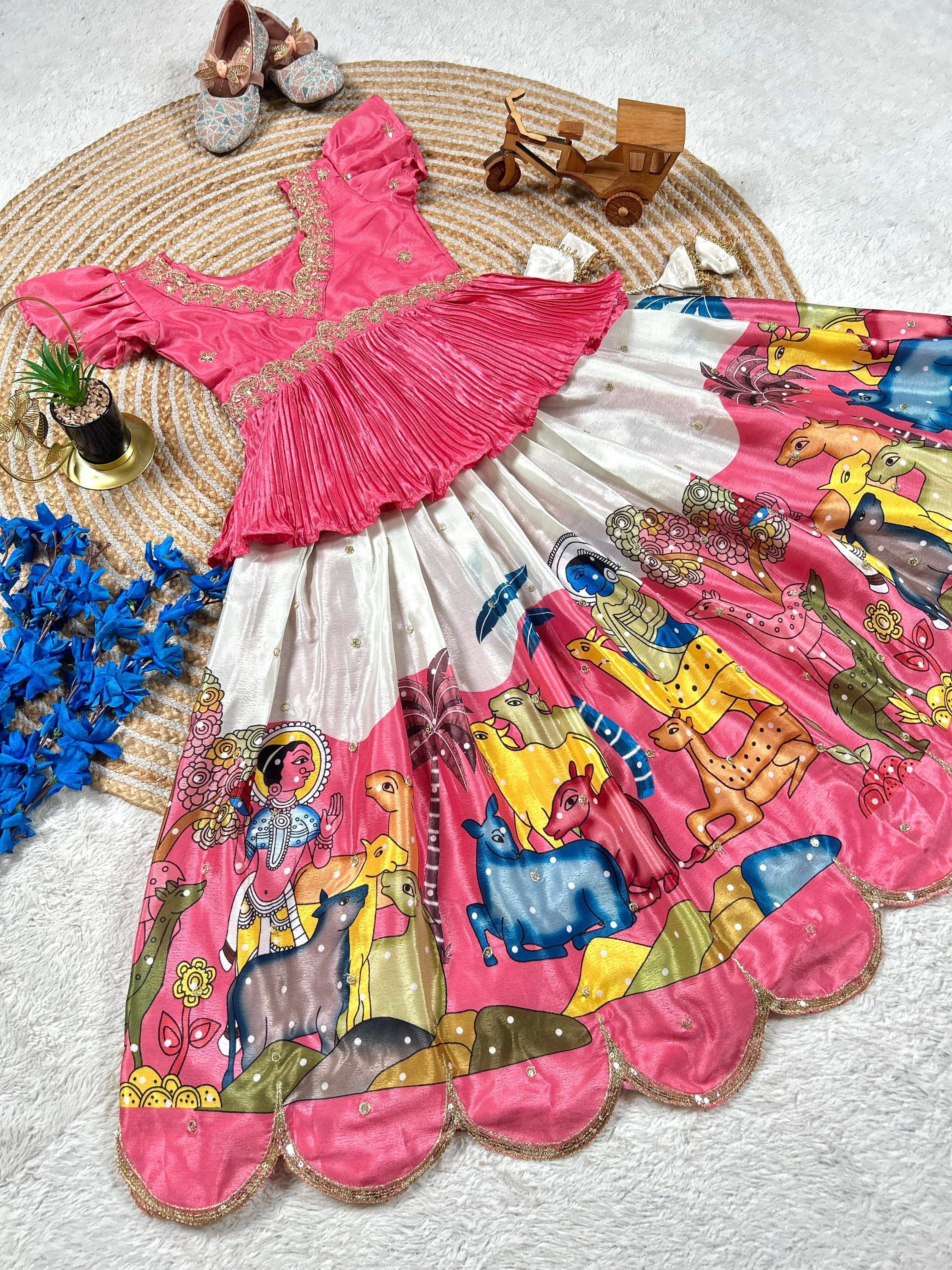 Pink Pure Heavy Chinnon Silk Kids Girl&
