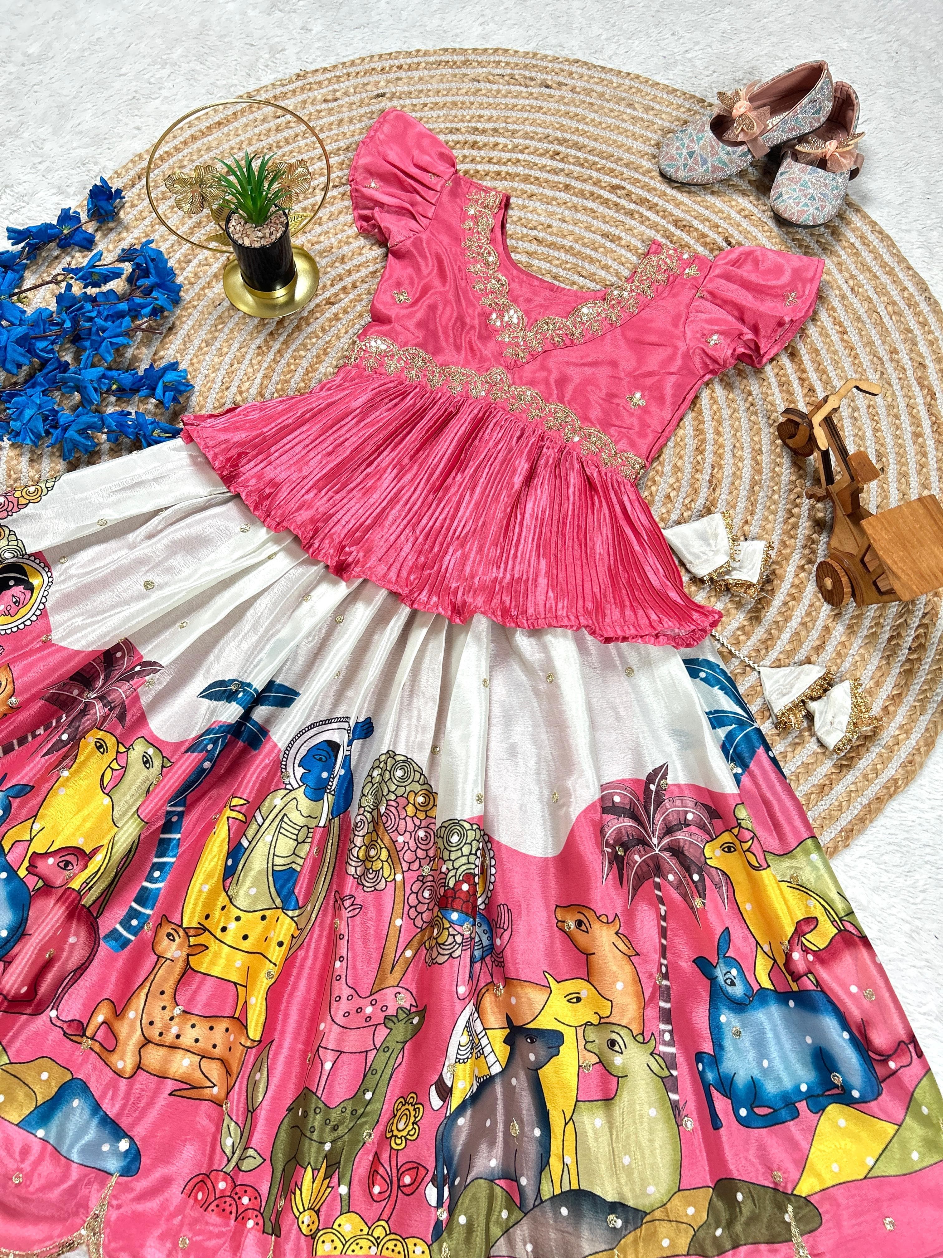 Pink Pure Heavy Chinnon Silk Kids Girl&