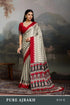 Red Pure Modal Satin Ajrakh Print Satin Saree Japan Satin Saree Anant Tex Exports Pvt.Ltd..
