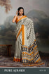 Yellow Pure Modal Satin Ajrakh Print Satin Saree Japan Satin Saree Anant Tex Exports Pvt.Ltd..