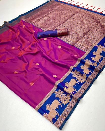 Pink Pure Soft Silk Pichwai Handloom Weaving Silk Saree 