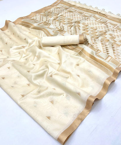 White Pure Tussar Silk Handloom Weaving Saree Tussar Saree Anant Tex Exports Pvt.Ltd..