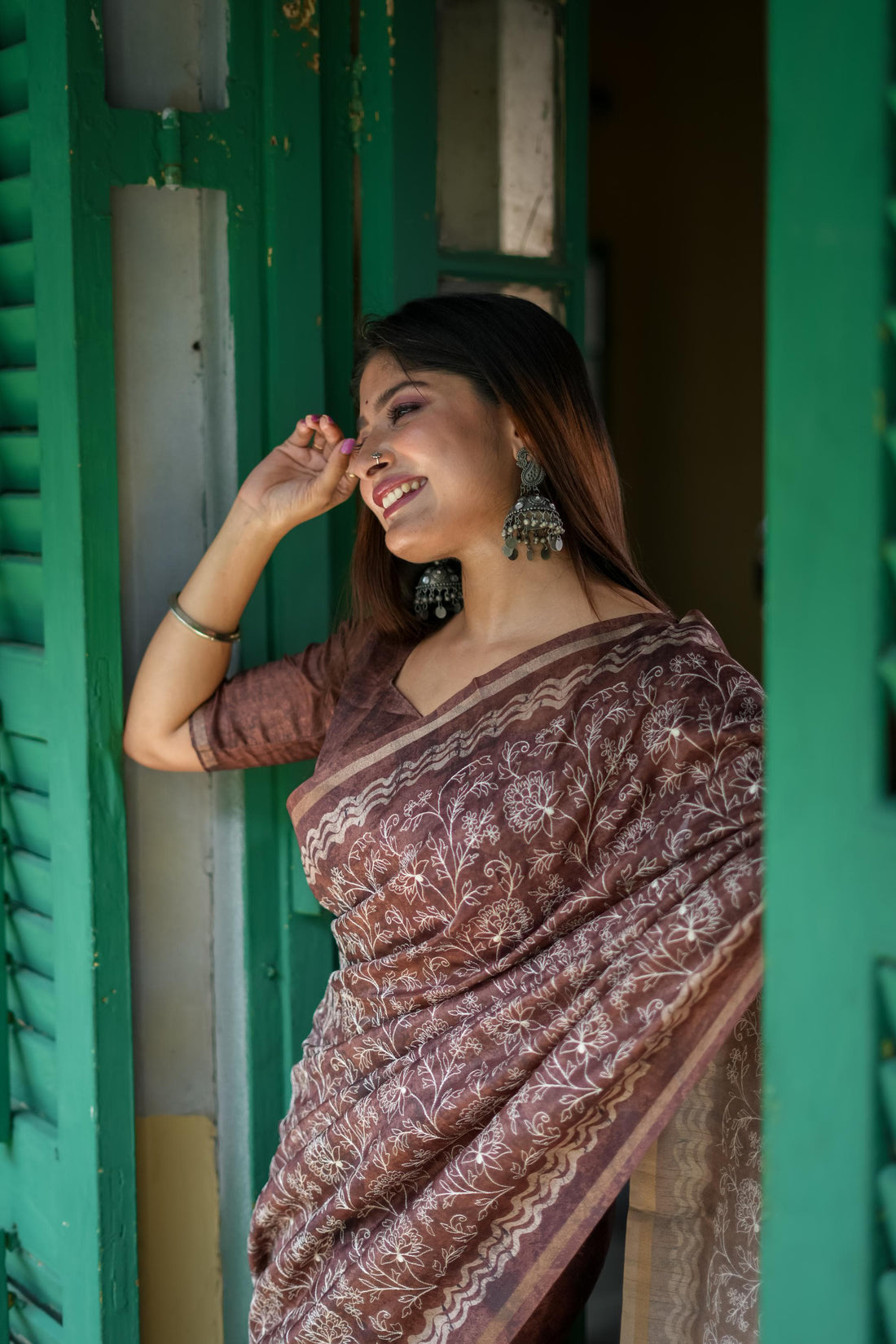 Brown Pure Tussar Silk Batik Print Tussar Saree Tussar Saree Anant Tex Exports Pvt.Ltd..