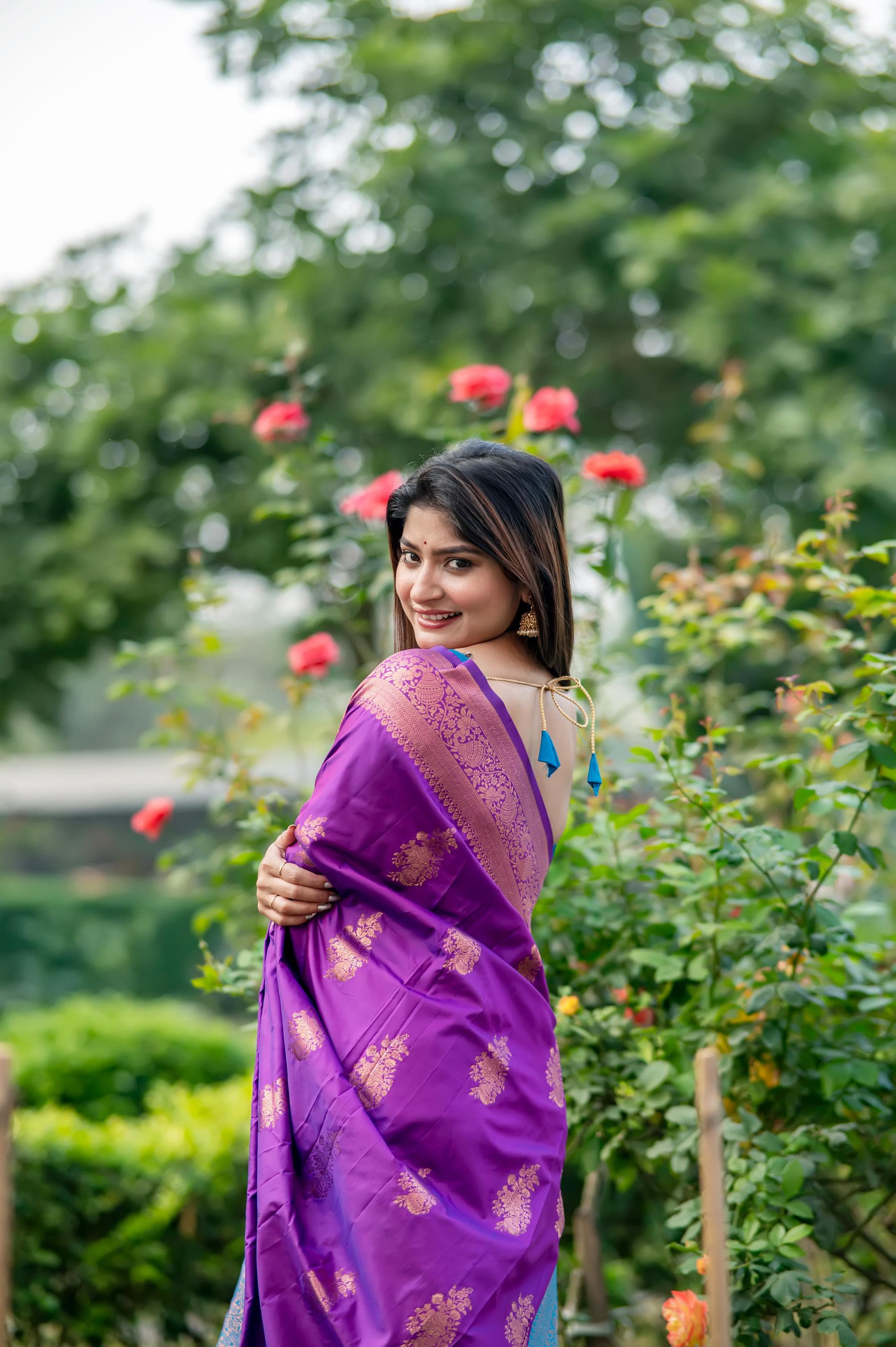 Purple Pure Soft Banarasi Katan Silk Banarasi Saree