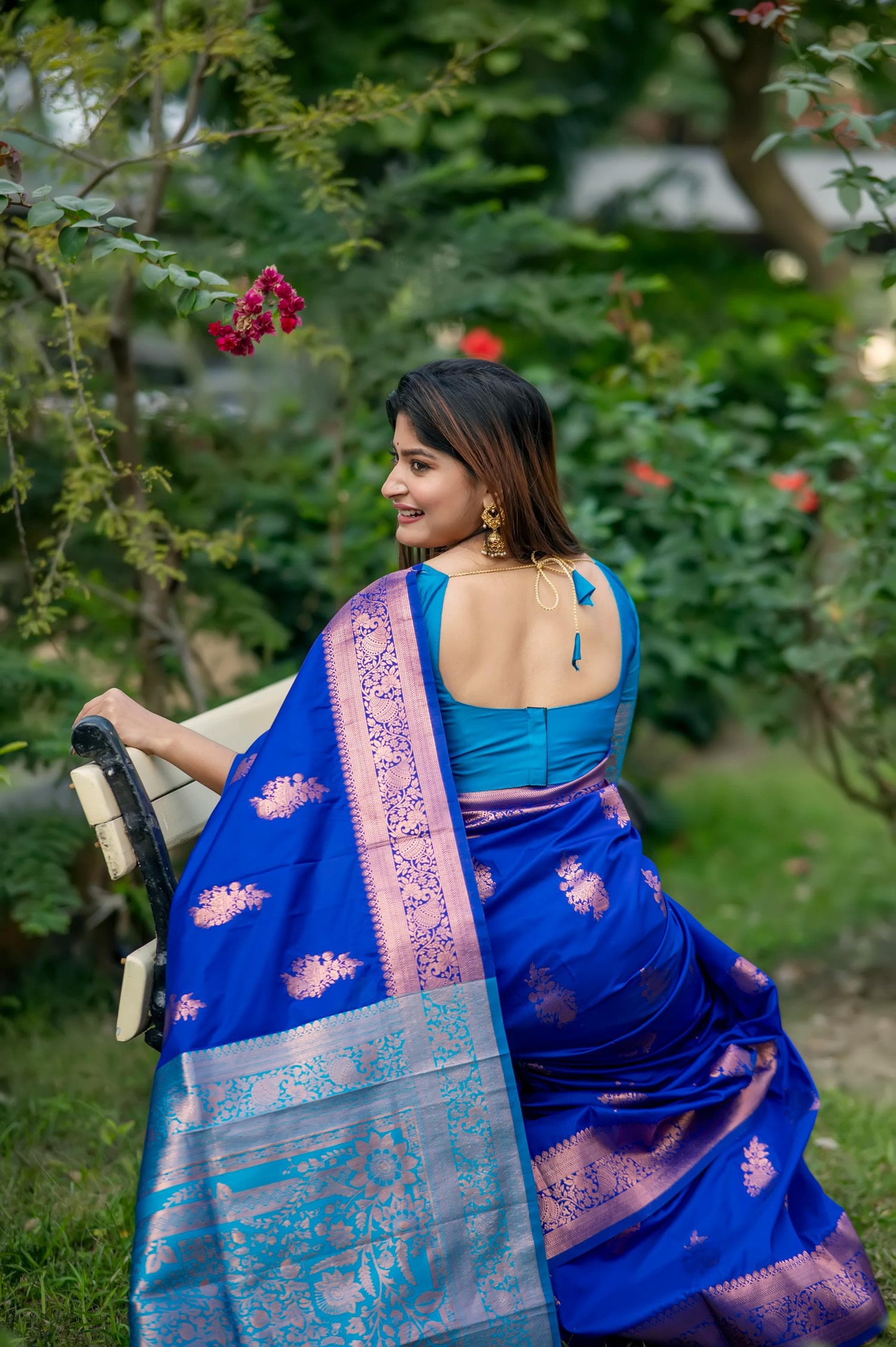 Blue Pure Soft Banarasi Katan Silk Banarasi Saree Soft Silk Saree Anant Tex Exports Pvt.Ltd..