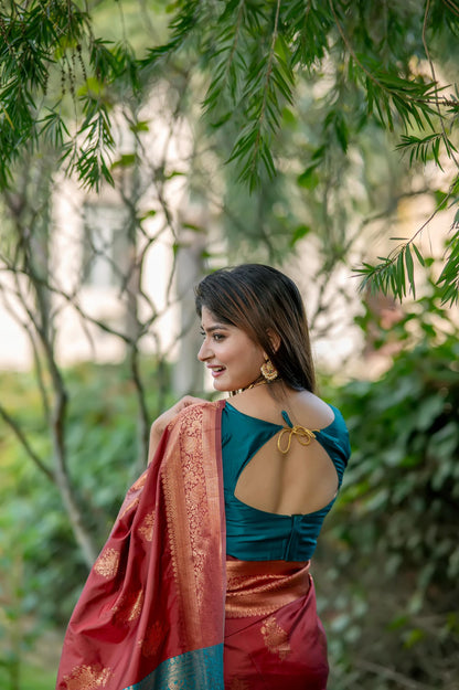 Brown Pure Soft Banarasi Katan Silk Banarasi Saree Soft Silk Saree Anant Tex Exports Pvt.Ltd..