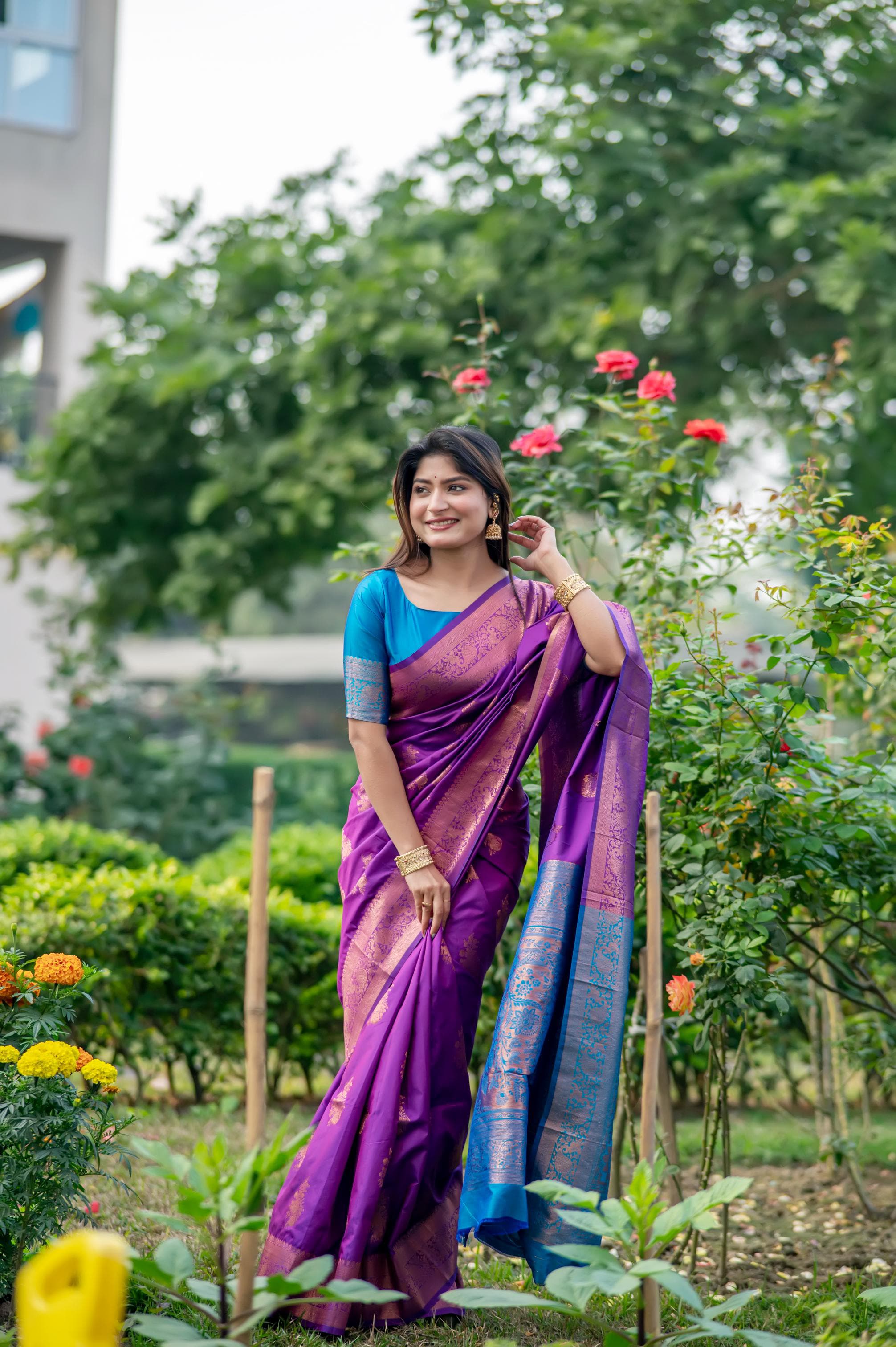 Purple Pure Soft Banarasi Katan Silk Banarasi Saree Soft Silk Saree Anant Tex Exports Pvt.Ltd..