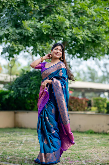 Firozi Pure Soft Banarasi Katan Silk Banarasi Saree Soft Silk Saree Anant Tex Exports Pvt.Ltd..