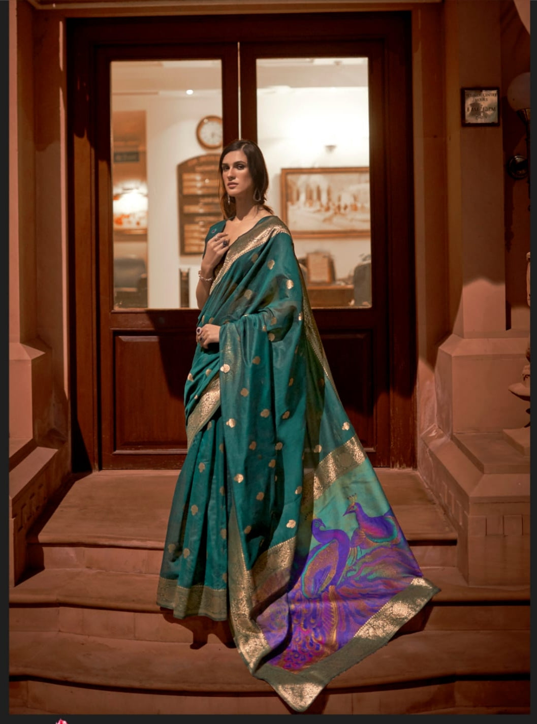 Green Pure Kswara Silk Handloom Weaving Saree