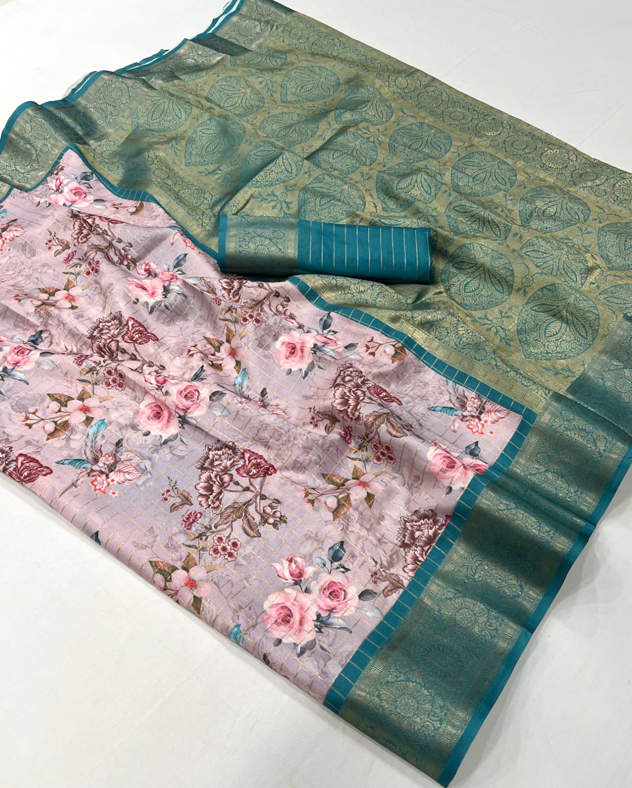 Beige Soft Georgette Floral Printed Saree