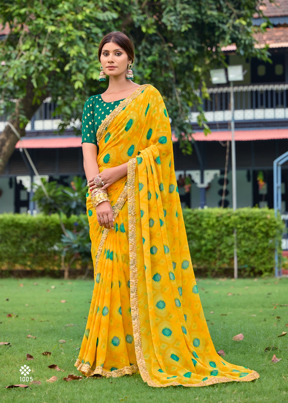 Yellow Soft Heavy Weightless Printed Saree Georgette Saree Anant Tex Exports Pvt.Ltd..