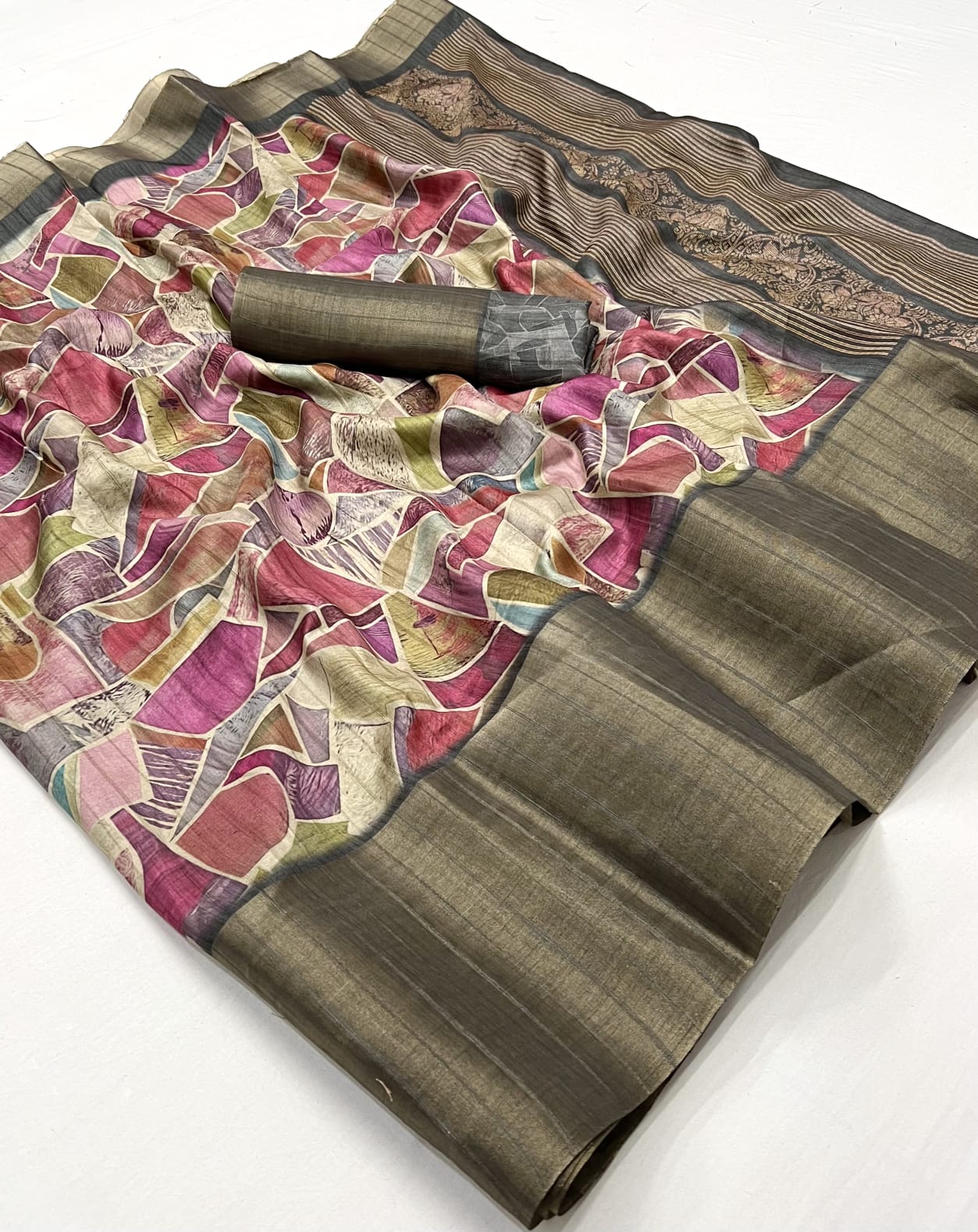 Multicolour Pure Handi Silk Handloom Saree