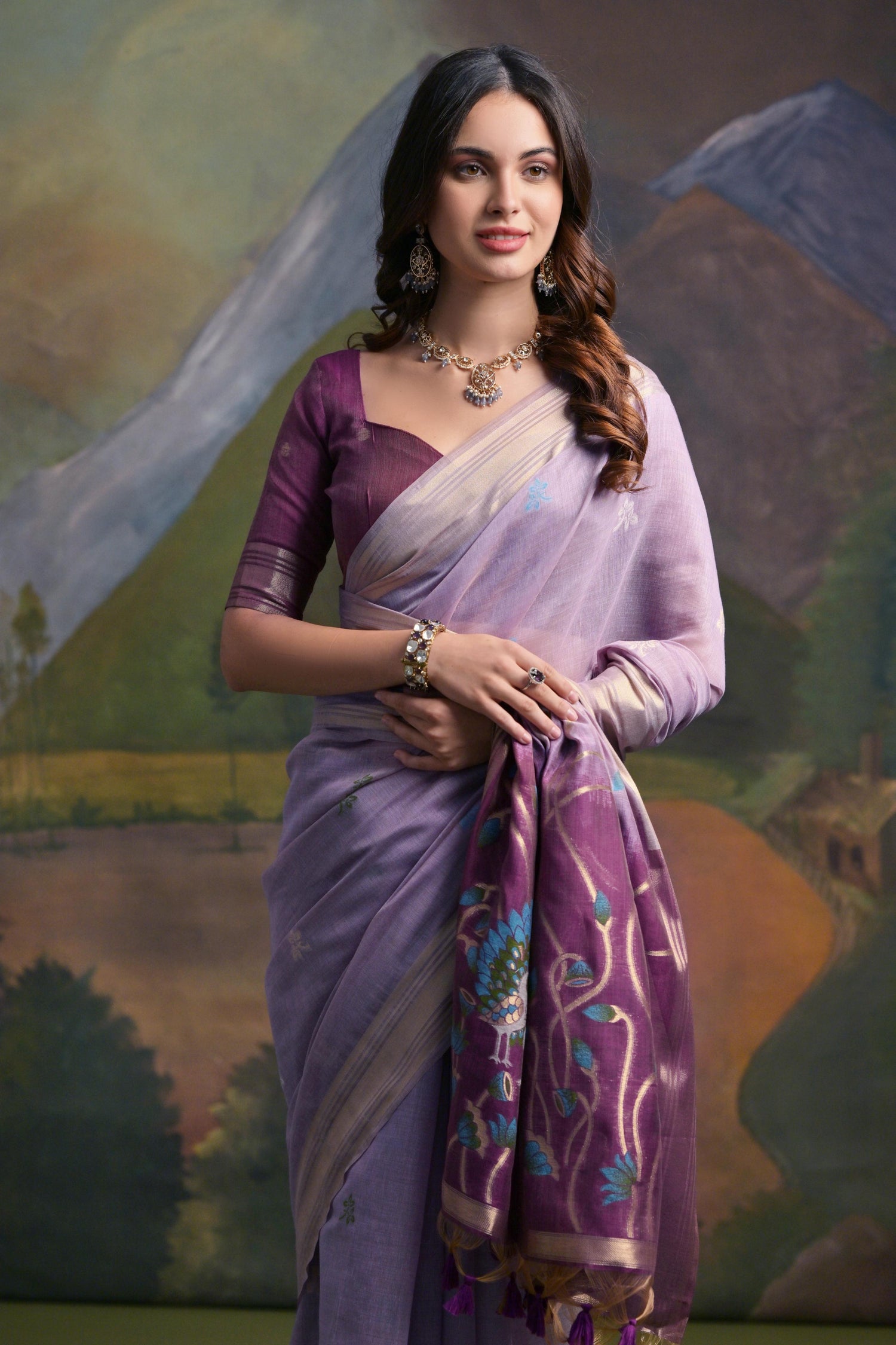 Lavender Pure Soft Munga Handloom Weaving Cotton Saree Cotton saree Anant Tex Exports Pvt.Ltd..