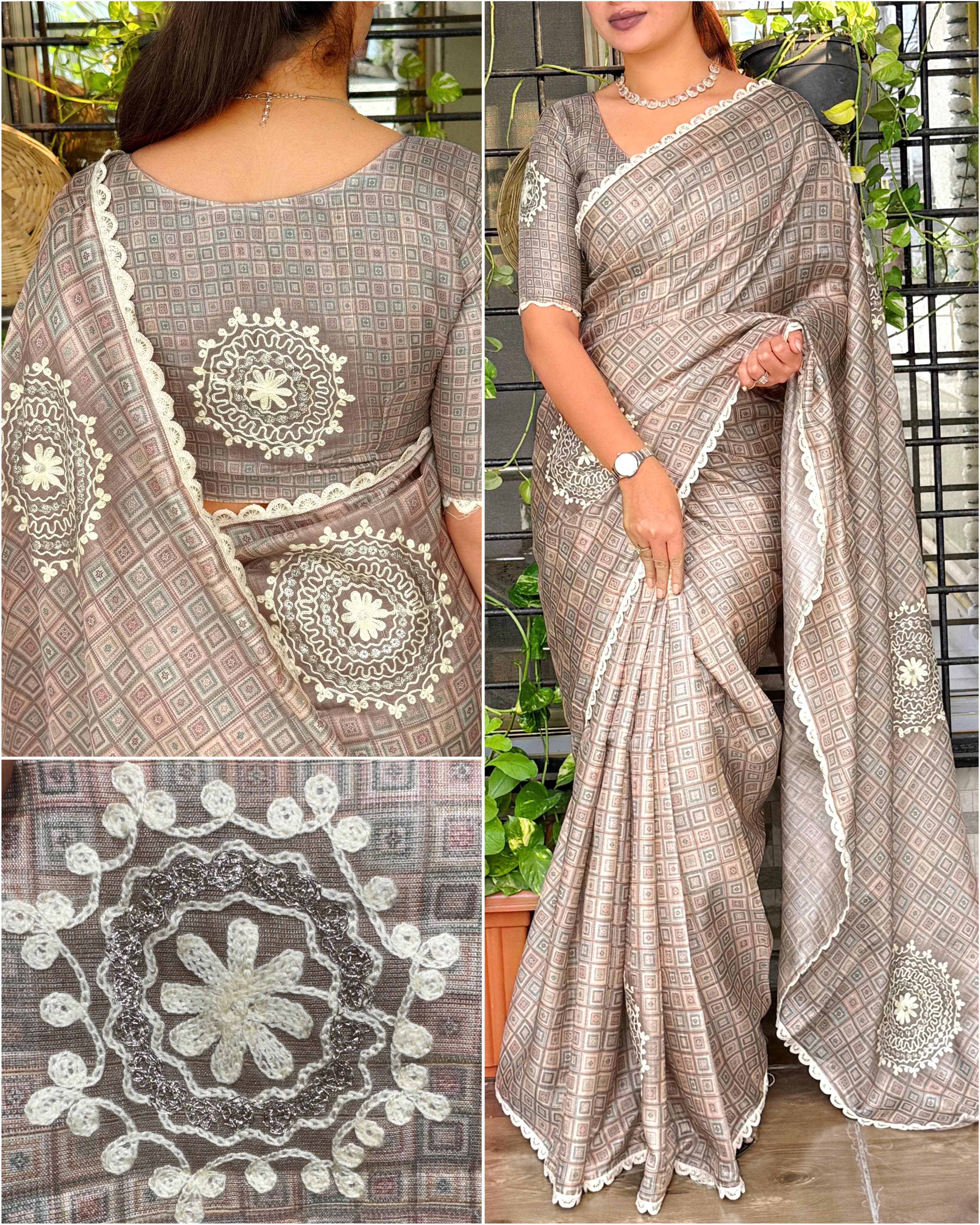 Chiku Pure Soft Tussar Cotton Saree