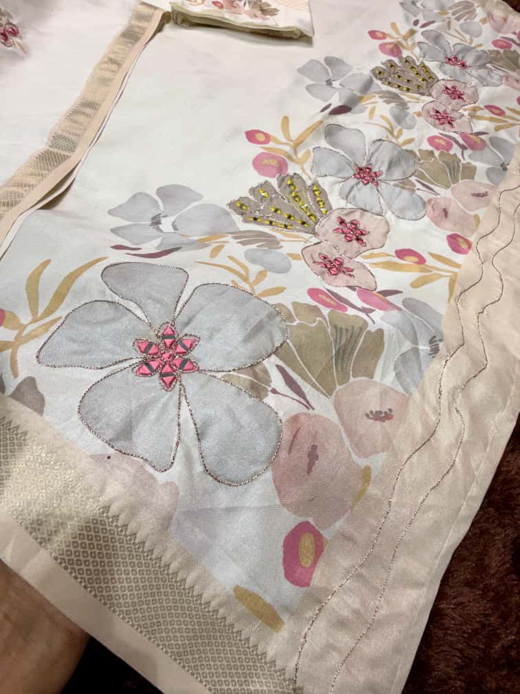 White Pure Soft Tussar Cotton Saree