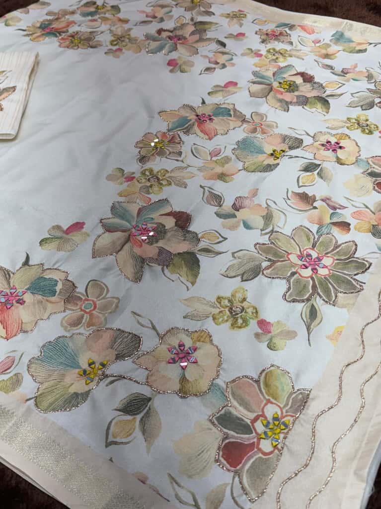 White Pure Soft Tussar Cotton Saree