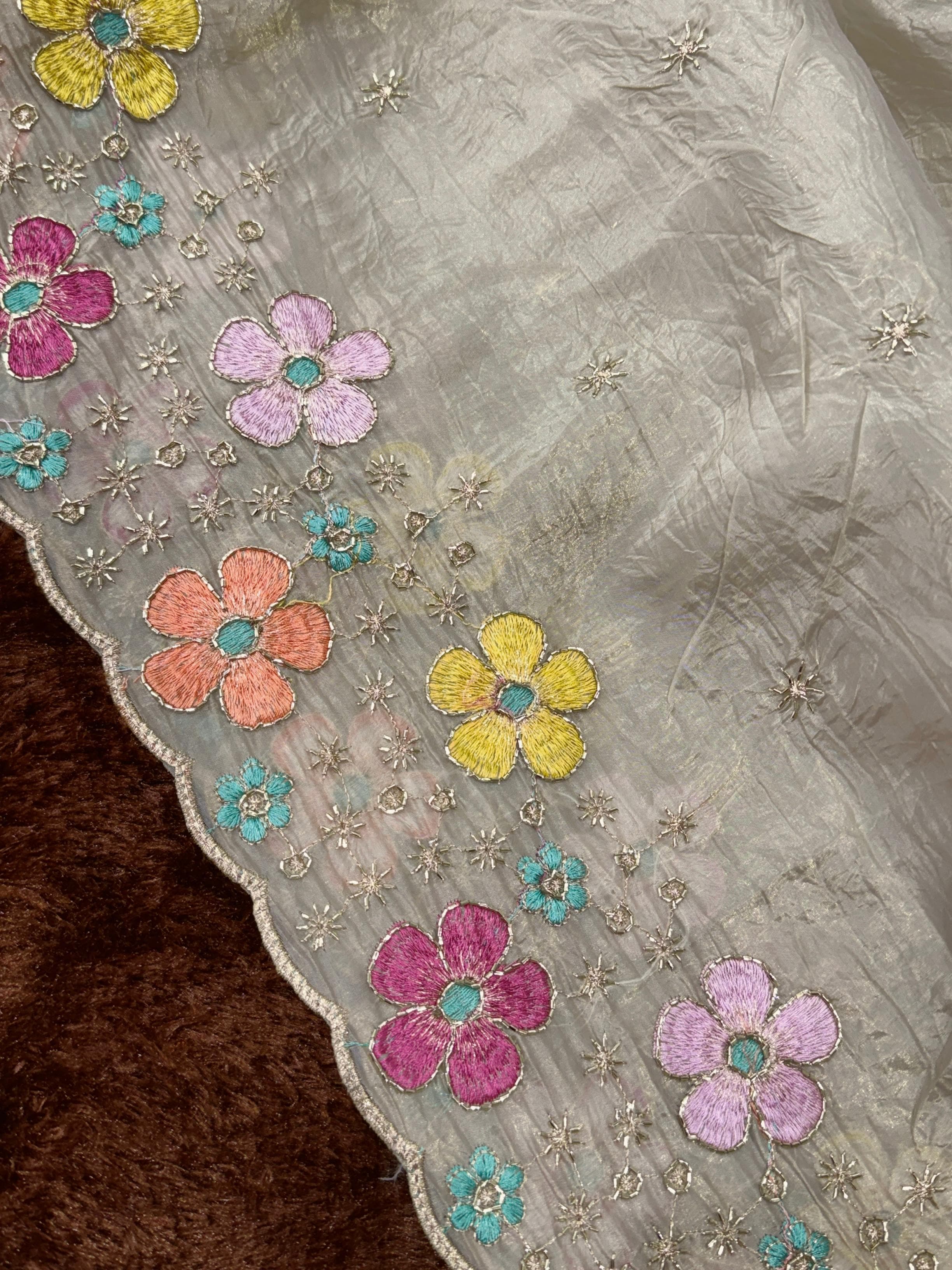 Cream Pure Soft Sufi Silk Saree Cotton saree Anant Tex Exports Pvt.Ltd..